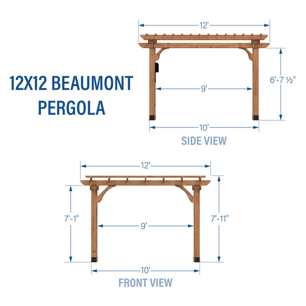 12x12 Beaumont Pergola – view 2