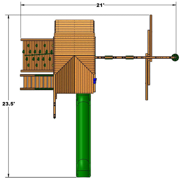 Extreme Fort Hangout Swingset Size