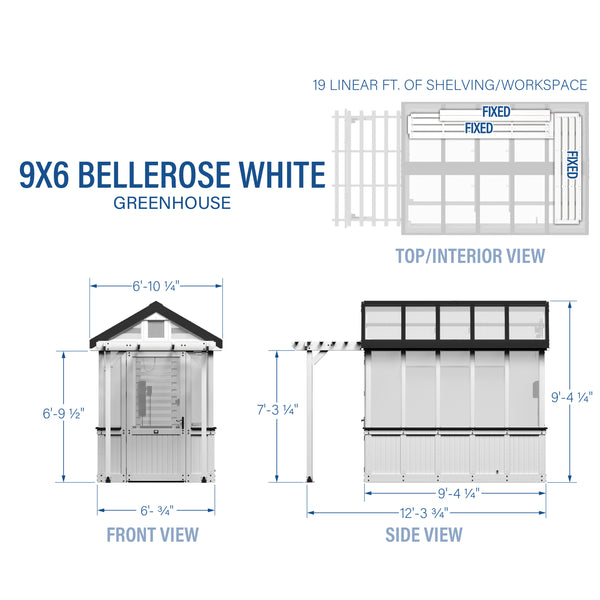 9x6 White Bellerose Greenhouse – view 2