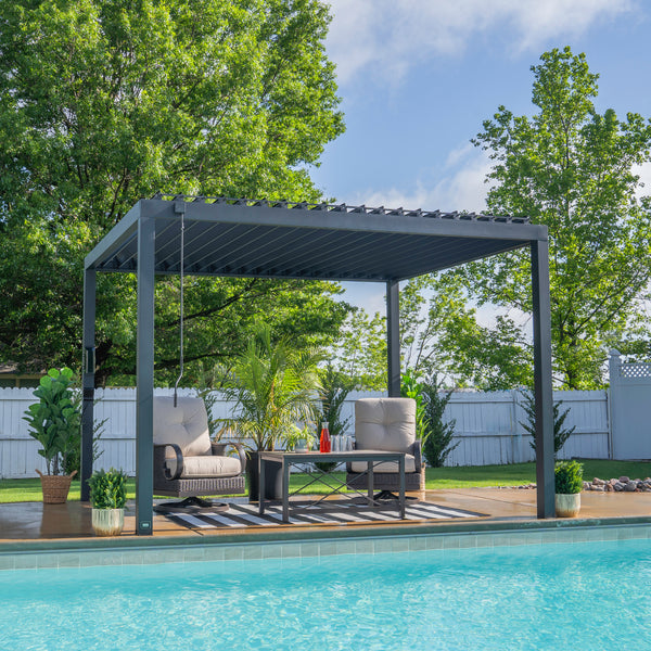 12x10 Sarasota Steel Louvered Pergola – Pergola