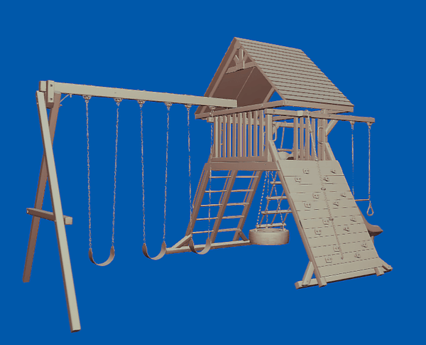 Turbo Original Playcenter Combo 2 Wood Roof Play Set