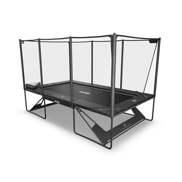 Rectangular trampoline with safety net