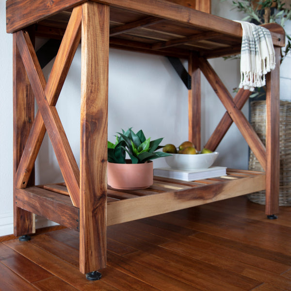 Potting Table/Bench/Serving Bar - Acacia Wood – view 5