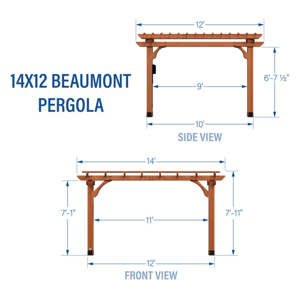14x12 Beaumont Pergola – view 2