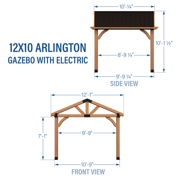 12x10 Arlington Gazebo with Electric - Lt Brown – view 2