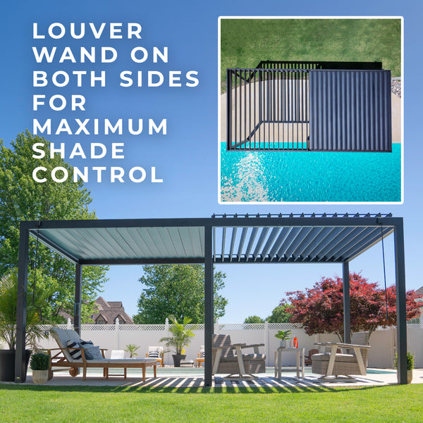 20x10 Sarasota Steel Louvered Pergola – view 5