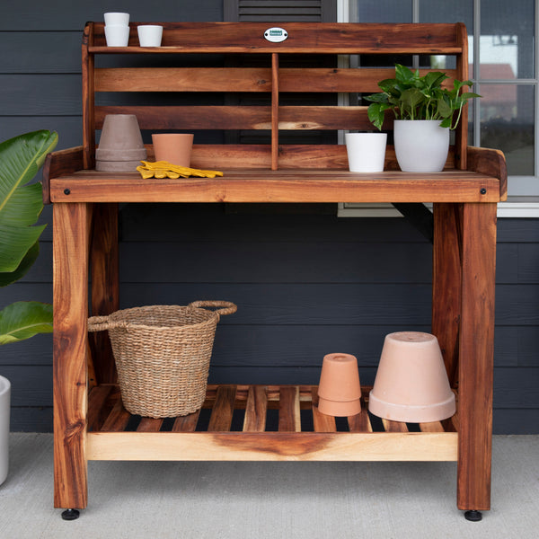 Potting Table/Bench/Serving Bar - Acacia Wood – Garden Accessorie