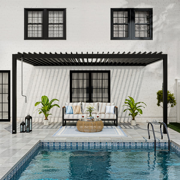 16x10 Evanston Wall Mounted Louvered Pergola – view 5