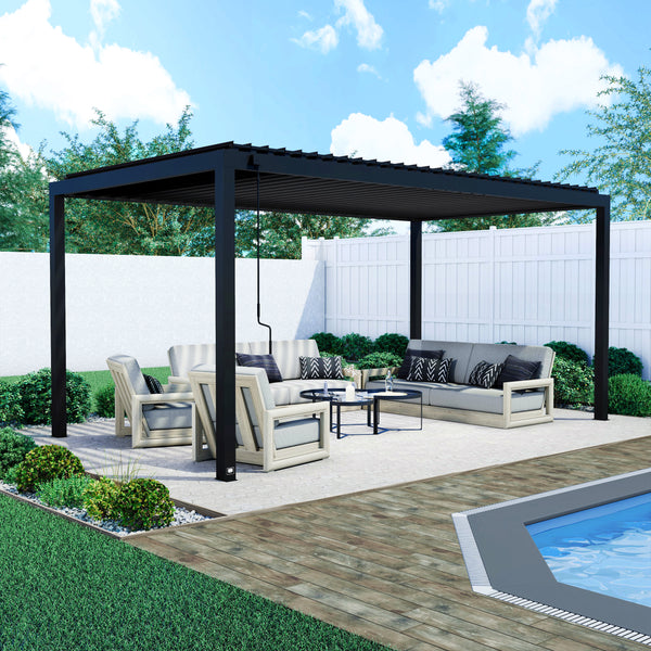 18x10 Sarasota Steel Louvered Pergola – Pergola