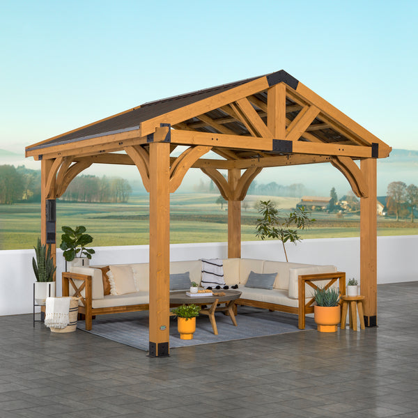 12x10 Arlington Gazebo with Electric - Lt Brown – Gazebo
