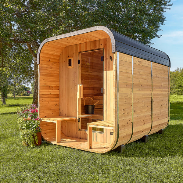 Lennon Outdoor Cube Sauna with Porch – 4-6 Person – Sauna