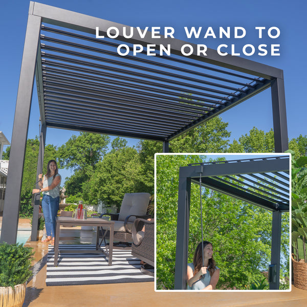 12x10 Sarasota Steel Louvered Pergola – view 6