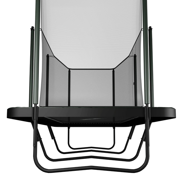 Black metal swing with transparent seat