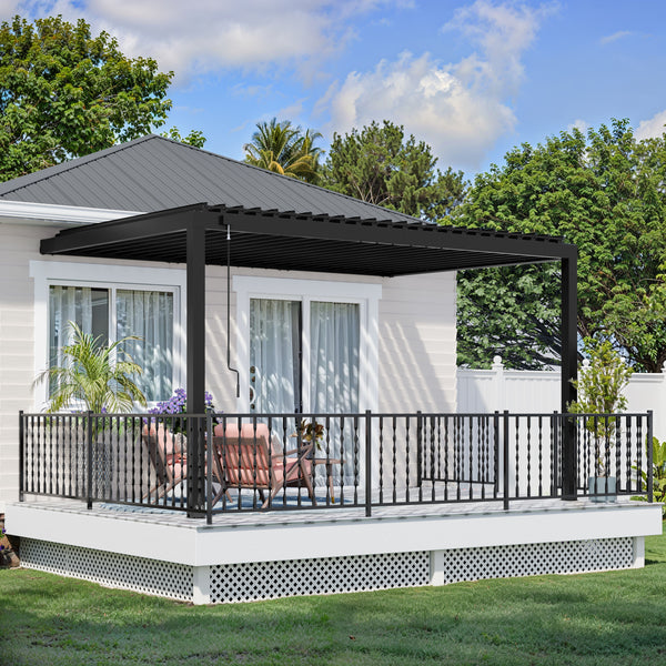 14x10 Evanston Wall Mounted Louvered Pergola – Pergola