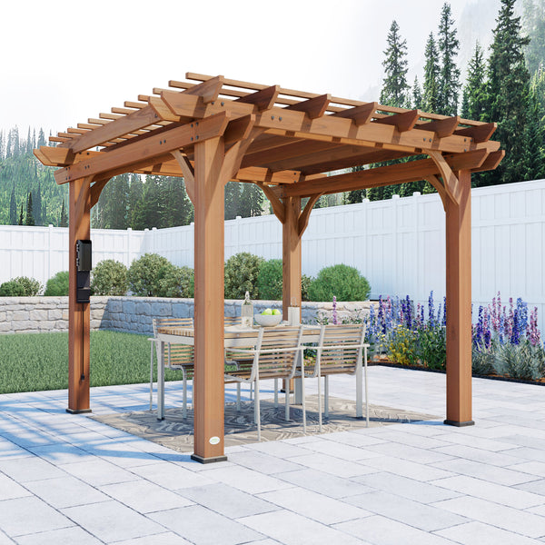 Beaumont Pergola-10x10-Light Brown – Pergola