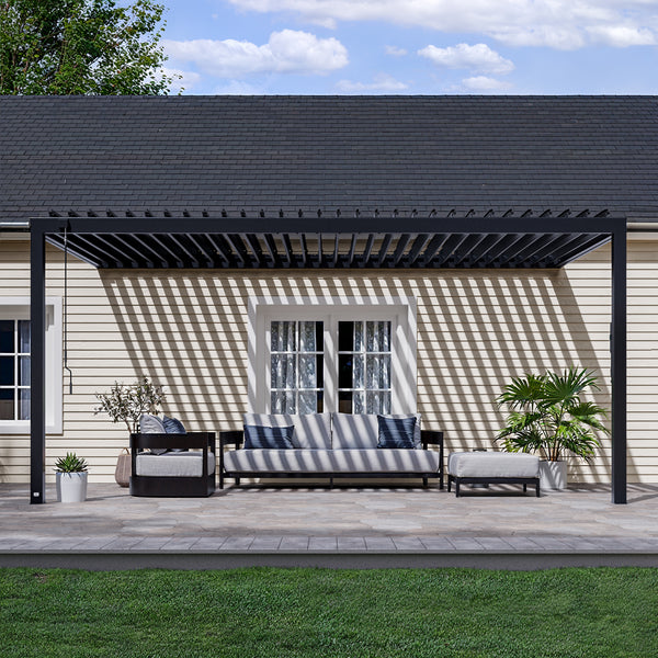 18x10 Evanston Wall Mounted Louvered Pergola – view 2