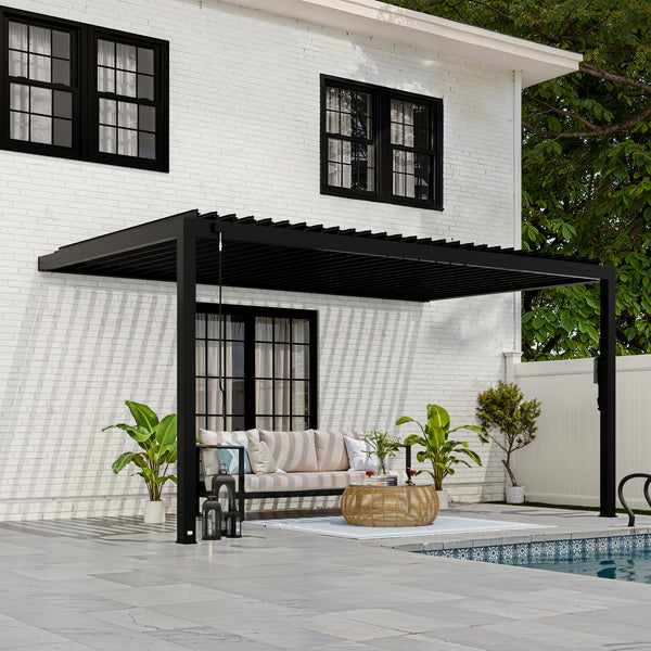 16x10 Evanston Wall Mounted Louvered Pergola – Pergola