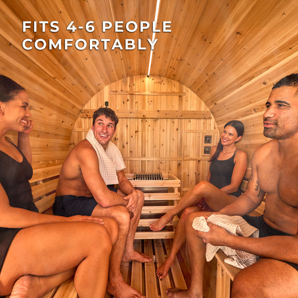 Paxton Outdoor Barrel Sauna with Porch – 4-6 Person – view 7
