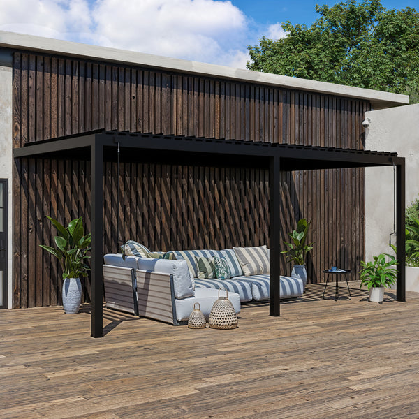 20x10 Evanston Wall Mounted Louvered Pergola – Pergola