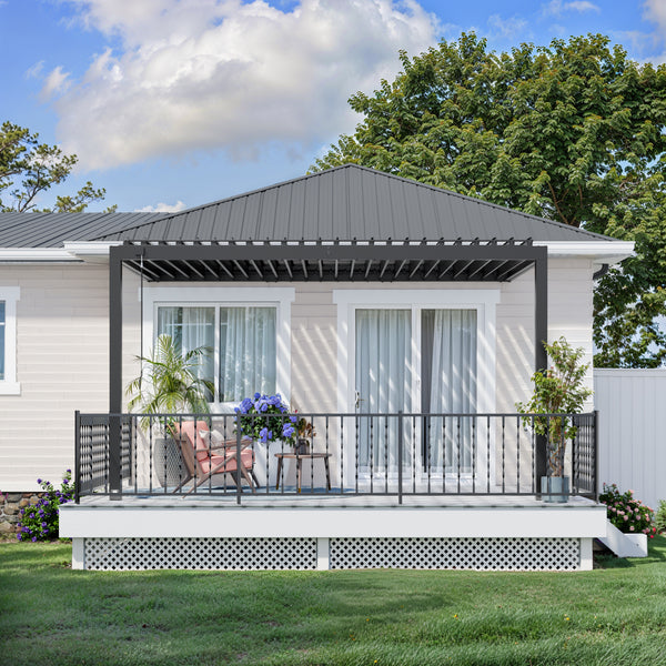 14x10 Evanston Wall Mounted Louvered Pergola – view 5