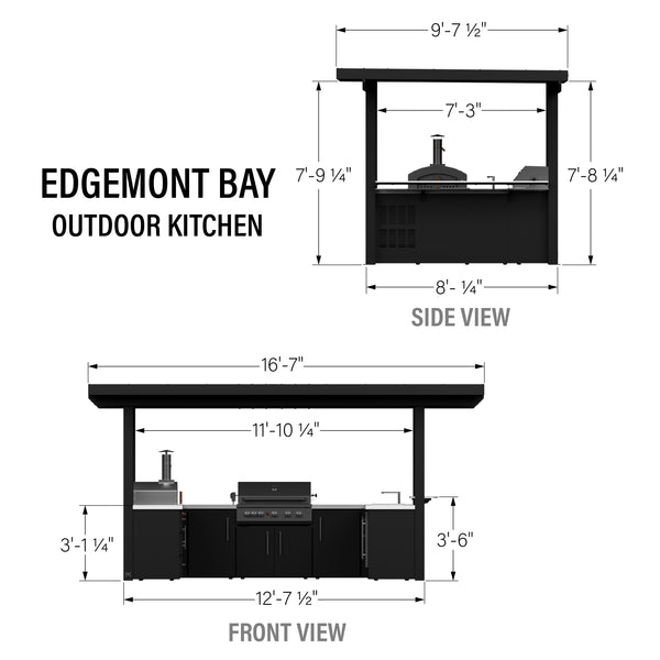 Edgemont Bay | U-Shape Outdoor Kitchen with Bar Seating, Grill & Pizza Oven – view 2