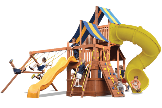 wooden outdoor playset for small backyards