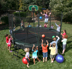Playing with AlleyOOP® 14′ Double Bounce Trampoline