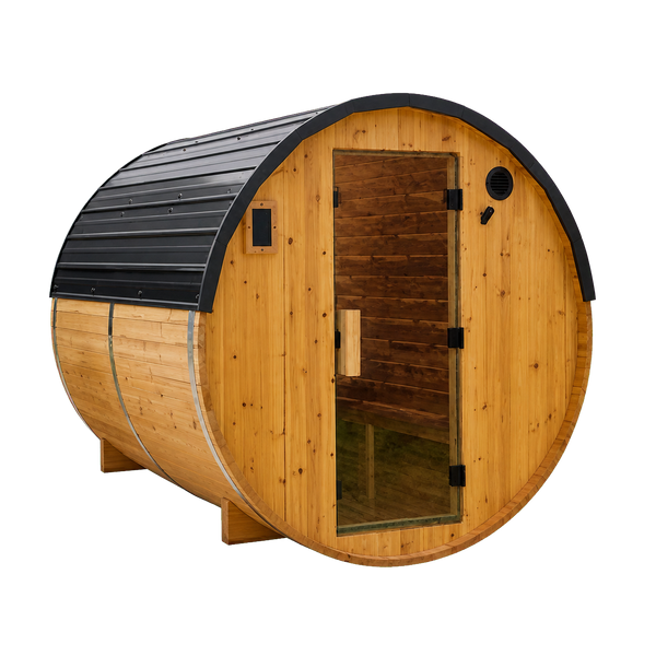Transparent-background main image for Paxton Outdoor Barrel Sauna – 2-4 Person