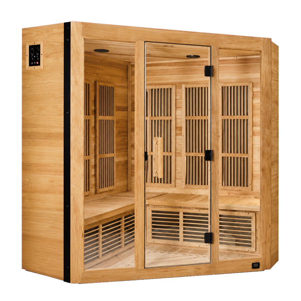 Transparent-background main image for Rylan Indoor Infrared Corner Sauna – 4 Person