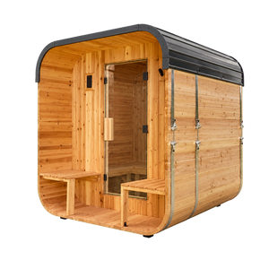 Transparent-background main image for Lennon Outdoor Cube Sauna with Porch – 2-4 Person