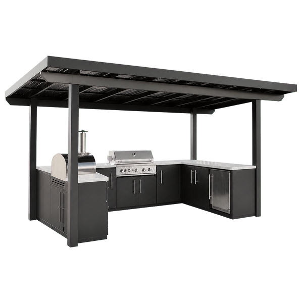 Transparent-background main image for Edgemont Bay | U-Shape Outdoor Kitchen with Bar Seating, Grill & Pizza Oven