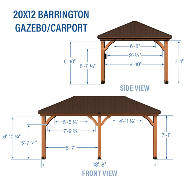 20x12 Barrington Gazebo/Carport – view 2
