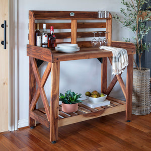 Potting Table/Bench/Serving Bar - Acacia Wood – view 4