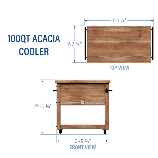 100 Quart Patio Cooler - Acacia – view 2