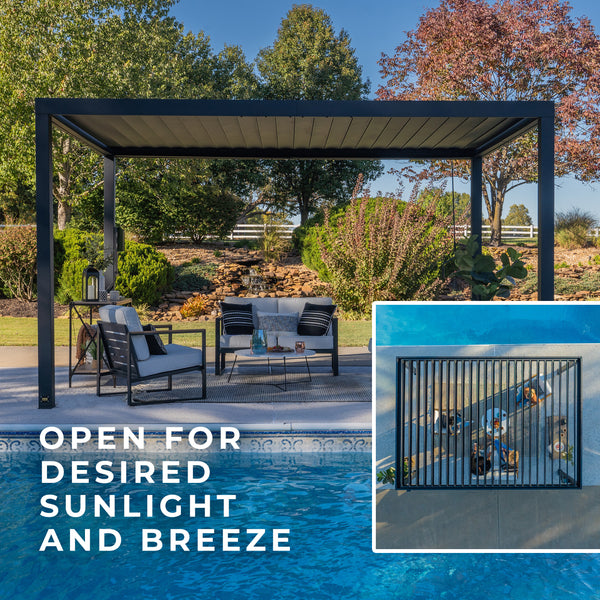 16x10 Sarasota Steel Louvered Pergola – view 5