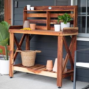 Potting Table/Bench/Serving Bar - Acacia Wood – view 3