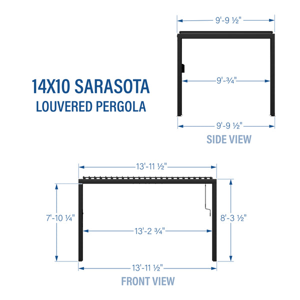14x10 Sarasota Steel Louvered Pergola – view 2