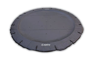 Gray trampoline mat with 'North' branding 