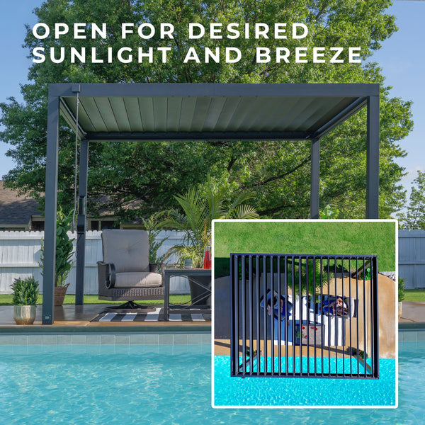 12x10 Sarasota Steel Louvered Pergola – view 5