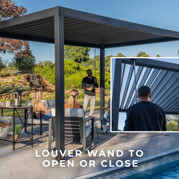 16x10 Sarasota Steel Louvered Pergola – view 6