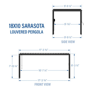 18x10 Sarasota Steel Louvered Pergola – view 2