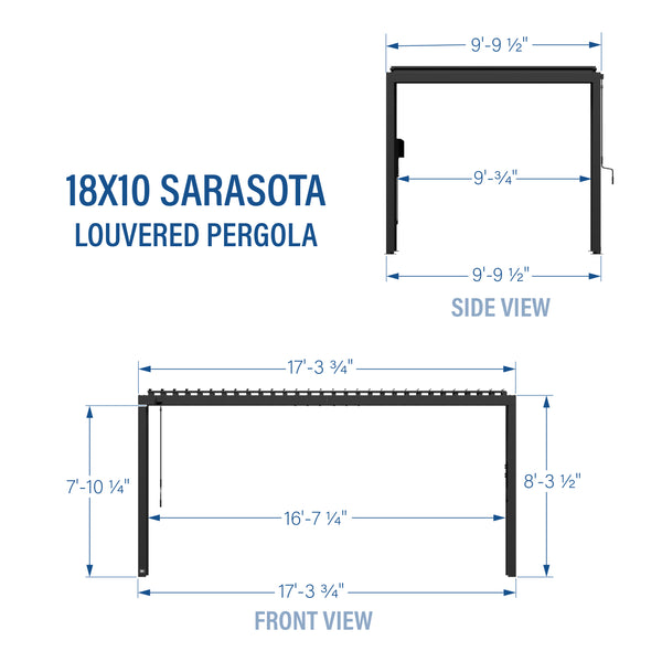 18x10 Sarasota Steel Louvered Pergola – view 2