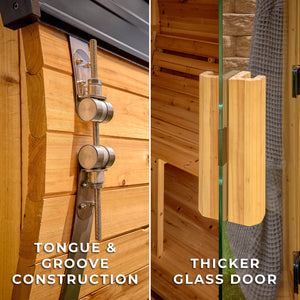 Paxton Outdoor Barrel Sauna with Porch – 4-6 Person – view 6