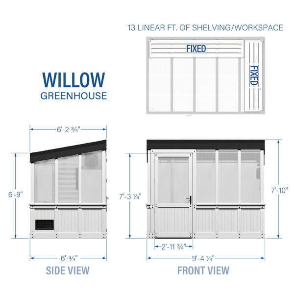 9x6 Willow Greenhouse -    Pre-Stained & Sealed White – view 2