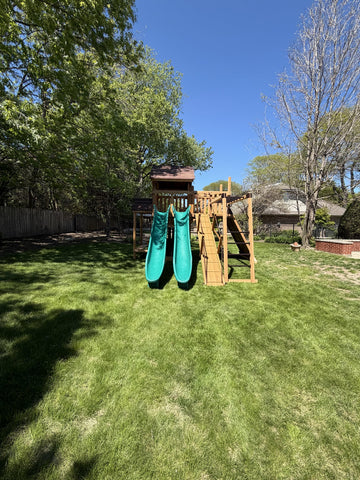 Backyard Adventures cedar play set installed by Fenceworks in the Chicago area