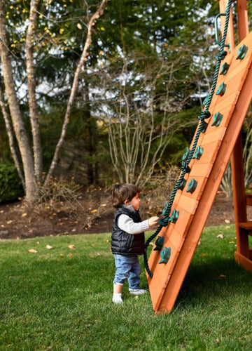 Playground One cedar play set installed by Fenceworks in the Chicago area