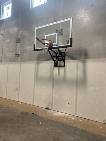 Wall Mount 72 basketball hoop installed by Fenceworks in Chicago, IL
