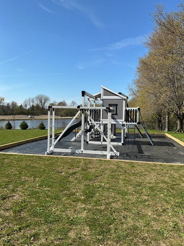 Adventure World vinyl play set installed by Fenceworks in Barrington, IL