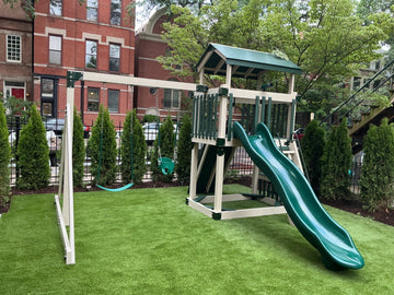 Adventure World vinyl play set installed by Fenceworks in Chicago, IL