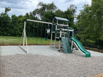 Adventure World vinyl play set installed by Fenceworks in Highland Park, IL